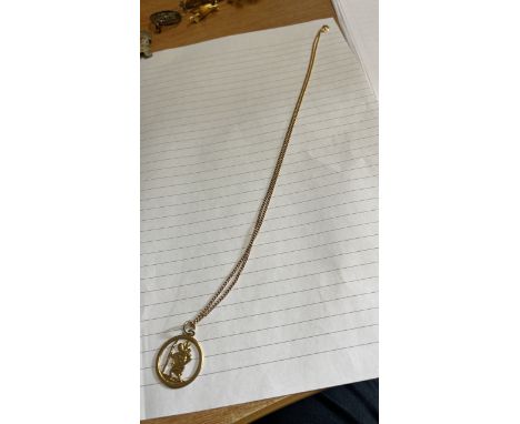  Sale Item:    9CT GOLD SAINT CHRISTOPHER PENDANT &amp; CHAIN  Vat Status:   No Vat   Buyers Premium:  This lot is subject to
