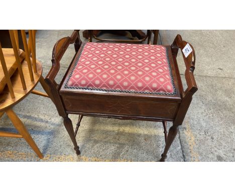  Sale Item:    MAHOGANY INLAID PIANO STOOL   Vat Status:   No Vat   Buyers Premium:  This lot is subject to a Buyers Premium 