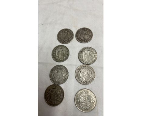  Sale Item:    8 HALF CROWNS 1840 1918 1887 1897 1923 1925 1926  Vat Status:   No Vat   Buyers Premium:  This lot is subject 