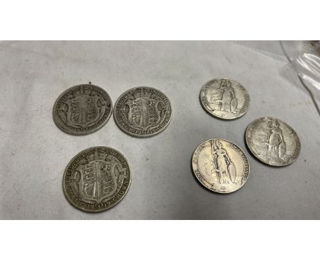  Sale Item:    3 HALF CROWNS &amp; 3 ONE FLORINS   Vat Status:   No Vat   Buyers Premium:  This lot is subject to a Buyers Pr