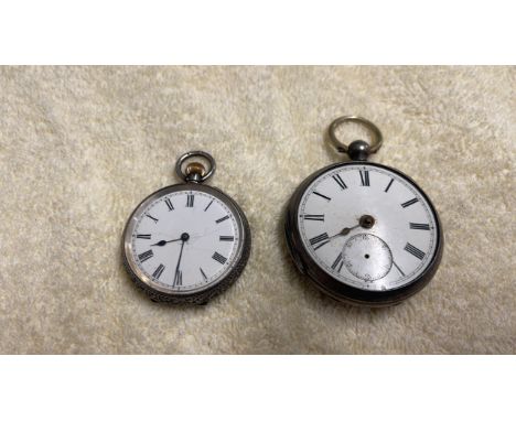  Sale Item:    2 SILVER CASED POCKET WATCHES (AF)  Vat Status:   No Vat   Buyers Premium:  This lot is subject to a Buyers Pr
