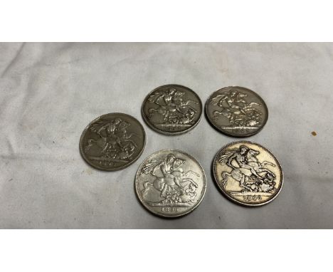  Sale Item:    5 CROWNS 2 x 1890 2 x 1897 1 x 1893  Vat Status:   No Vat   Buyers Premium:  This lot is subject to a Buyers P