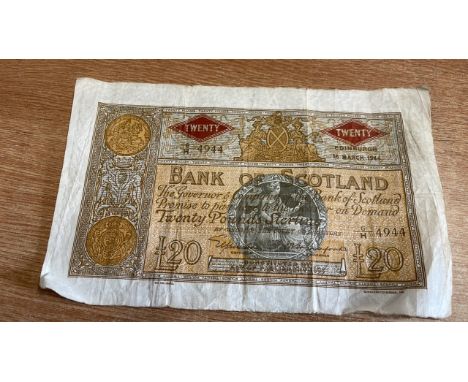  Sale Item:    1 x £20 NOTE BANK OF SCOTLAND   Vat Status:   No Vat   Buyers Premium:  This lot is subject to a Buyers Premiu