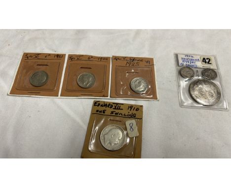  Sale Item:    EDW.VII 1910 1 SHILLING &amp; GEO V 1921 1922 1923 -1904 HALF CROWN  Vat Status:   No Vat   Buyers Premium:  T