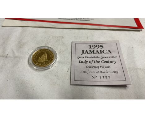  Sale Item:    1995 JAMAICA GOLD PROOF $50 COIN   Vat Status:   No Vat   Buyers Premium:  This lot is subject to a Buyers Pre
