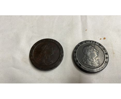  Sale Item:    2 x 1797 GEORGE III CARTWHEEL COINS  Vat Status:   No Vat   Buyers Premium:  This lot is subject to a Buyers P