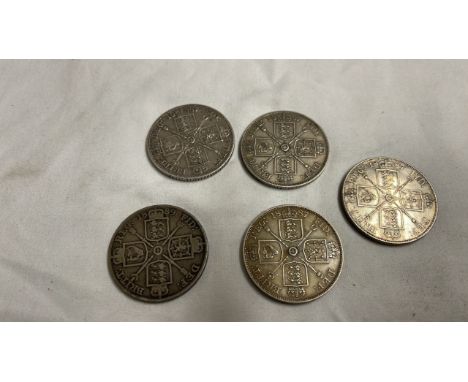  Sale Item:    5 DOUBLE FLORIN 4 x 1887 1 x1889   Vat Status:   No Vat   Buyers Premium:  This lot is subject to a Buyers Pre