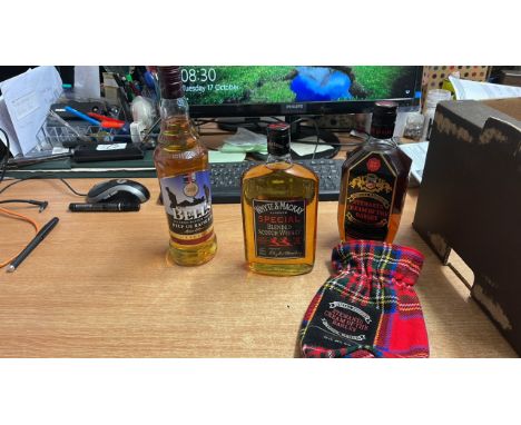  Sale Item:    BOX 3xWHISKY ALL40%VOL 2x70CL 1x 50CL BELLS WHITE/MCKAY STEWARTS  Vat Status:   No Vat   Buyers Premium:  This