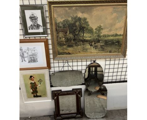After Lyndon RichardsHead and shoulders portrait of a miner A printSignedTogether with other prints and mirrors
