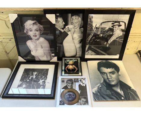 A photographic print of Elvis Presley and assorted other photographic prints (qty)