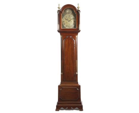 A George III mahogany longcase clock by John Ross London, the eight day movement with an anchor escapement and five turned pi