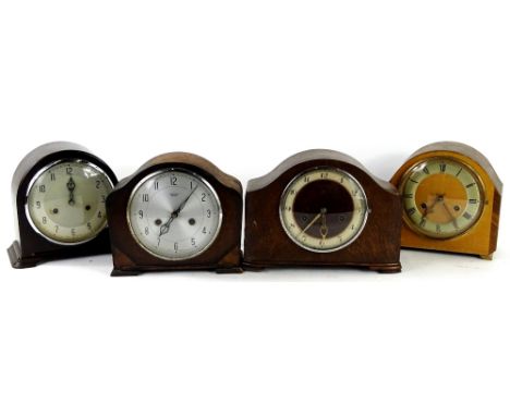 Four mantel clocks, to include one bearing name Brook and Bruford Exeter etc. (1 box)Provenance: This timepiece formed part o