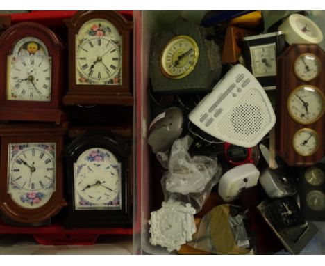 A large quantity of mainly battery operated clocks, to include alarm clocks, mantel clocks, novelty clocks etc. (2 boxes)Prov