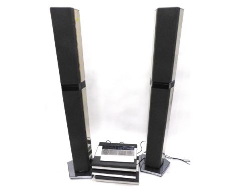 A Bang &amp; Olufsen hi-fi, with Beogram CD 6500 player, Beochord 5500, Beomaster 5500, master control panel 5500 and a pair 