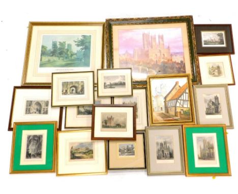 Various 19thC and later Lincoln and Lincolnshire related prints, to include the Cathedral etc.
