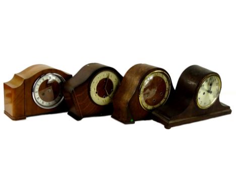 Four various mantel clocks, to include one Westminster chime. (AF)Provenance: This timepiece formed part of Luke Jerram's ins
