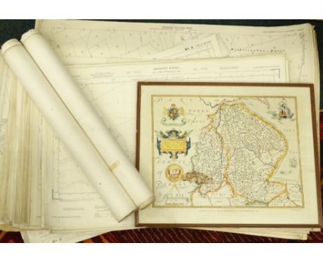 A quantity of mainly Lincolnshire Ordnance Survey maps, to include some early 20thC examples, and a reproduction framed map o