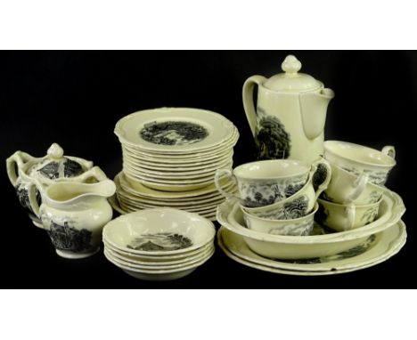 A Grindley scenes after constable pattern part tea service, to include plates, dishes, two handled sugar bowl etc.
