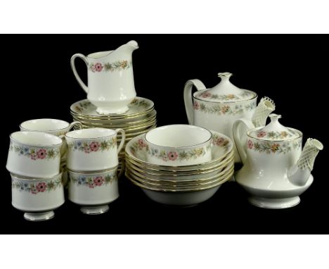 A Royal Albert Belinda pattern part tea service, to include two teapots, cups etc.