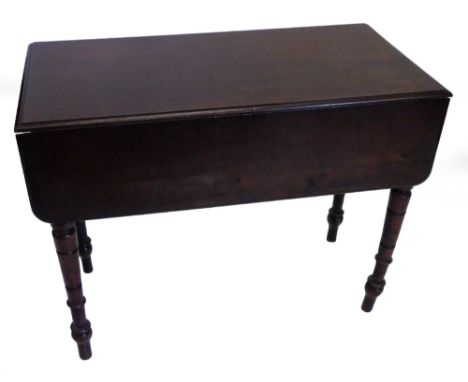 A Victorian mahogany Pembroke table, on ring turned tapering legs, 97cm W.