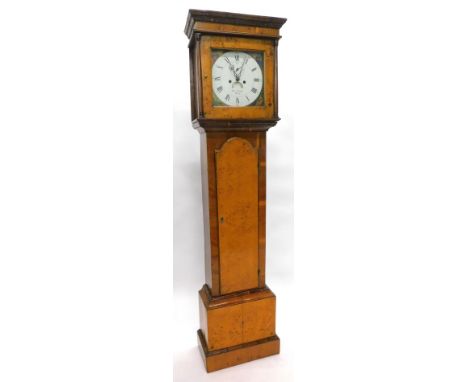 A longcase clock, the painted dial signed by Robert Clark of Hull, decorated with female figures to each spandrel, with eight