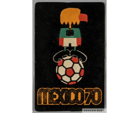 1970 Mexico World cup flock paper design No.5 N. Pico postcard sent from Nobby Stiles to friend Tommy Hamilton, 
which reads 