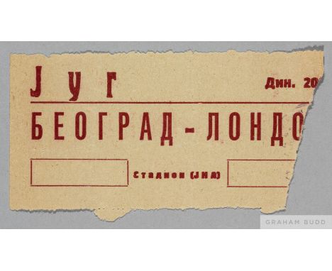 Rare ticket for Ville de Belgrade v Chelsea Inter-Cities Fairs Cup Quarter-final 2nd Leg 13th May 1959,&nbsp;

Slightly torn 