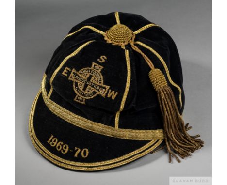 George Best blue Northern Ireland v. Scotland, England and Wales International Cap, 1969-70
the blue velvet cap with gilt tas