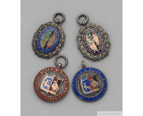 Four silver and enamel Berks &amp; Bucks Football Association medals, 1920s/30s, 
the obverse of each inscribed&nbsp;Berks &a