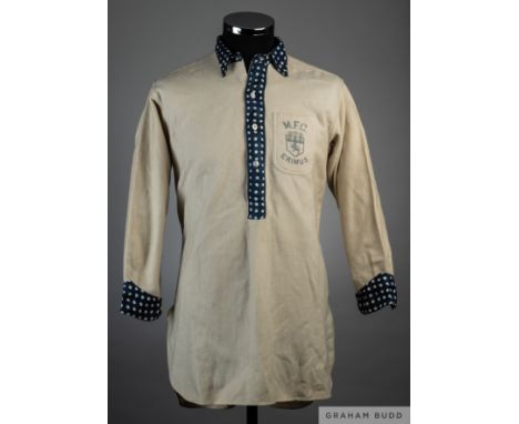 A rare and possibly unique Middlesbrough circa.1886-1890 match worn jersey, 
with button up collar and front with embroidered