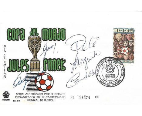 Brazil signed FDC cover “1970 Copa Del Mundo Jules Rimet", 
autographed by five players of the winning team, often cited as t