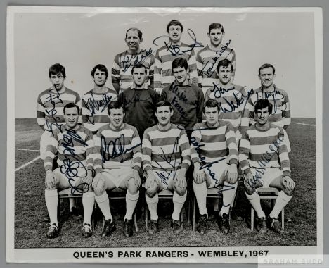 Queens Park Rangers 1967 League Cup Winners fully-autographed original b&amp;w photograph, 
10 by 8in. published&nbsp;by R J 