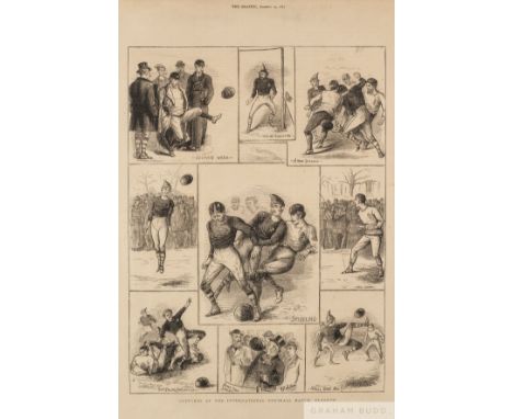 An engraving published by ''The Graphic'' and portraying the world's first international football match Scotland v England pl