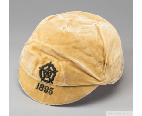 Tommy Crawshaw white England v Ireland international cap 1895,
white, inscribed 1895 

Colour somewhat yellowed, but otherwis