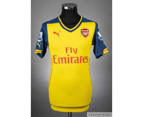 Mikel Arteta red Arsenal away shirt season 2014-15 from the game v Sunderland that took place at the Stadium of Light on 25/1