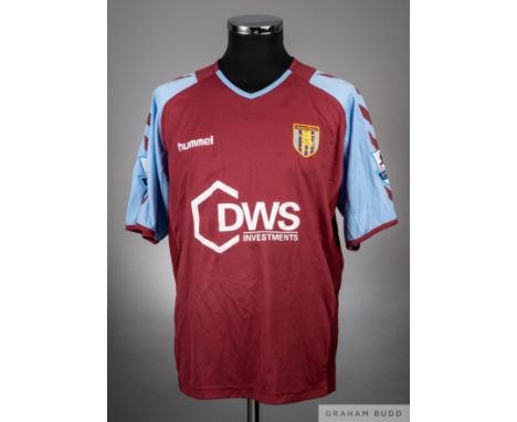 Juan Pablo Angel claret and blue No.9 Aston Villa short-sleeved jersey, 2004-05, 
Hummel, 38/40,&nbsp;with v-neck collar and 