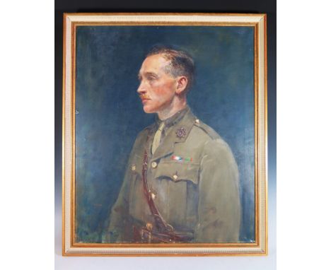 Arthur Ambrose McEvoy, ARA (1878-1927)1918, Portrait of WWI Army Officer, gilt framed oil on canvas, 74 x 62 cm and a framed 
