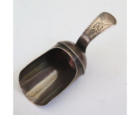 A George III Silver Caddy Spoon with bright cut decoration, Birmingham 1804, Joseph Willmore