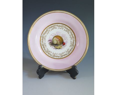 A Barr, Flight, Barr Worcester Side Plate with enamel decorated sea shell and ornate gilt scroll and foliate work, c. 1810, 2