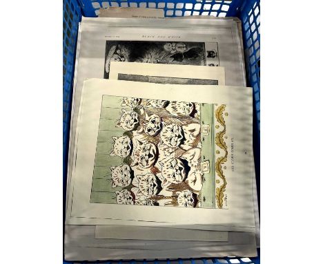 One box of assorted plates, including Louis Wain, also noted some original art work (unsorted)