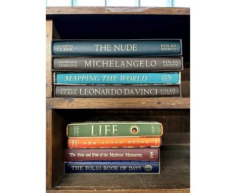 Eight various large format Folio Society volumes including art interest (Michelangelo, Leonardo Da Vinci etc) together with R