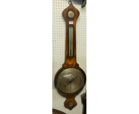 An early 19th century onion topped mahogany four dial wheel barometer, together with a further 19th century mahogany and inla