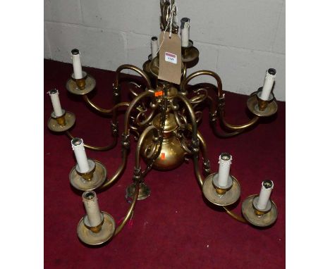 A Dutch style lacquered brass ten light electrolier 