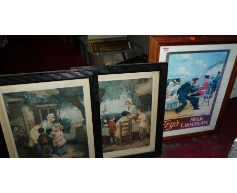 After Francis Wheatley - pair of colour mezzotints; and an advertising print for Fry's Milk Chocolate 