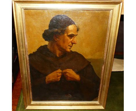 20th century continental school - half-length portrait of a monk, oil on board