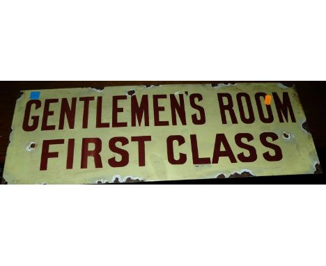 An enamel advertising sign 'Gentlemen's Room 1st Class', 60 x 22cm