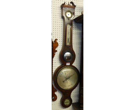 An early 19th century mahogany four dial wheel barometer, the lower silvered dial signed Cattelli &amp; Son, Hereford (some l