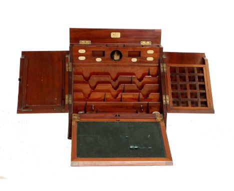 A Victorian Mahogany and Brass-Bound Desktop Stationery Cabinet, by Lover & Barton, 10 Market Street, Manchester, 3rd quarter