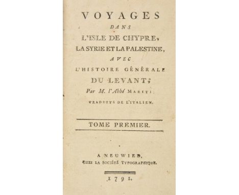 Mariti (Giovanni). Voyages dans l'isle de Chypre, la Syrie et la Palestine, avec l'histoire générale du Levant, traduits de l