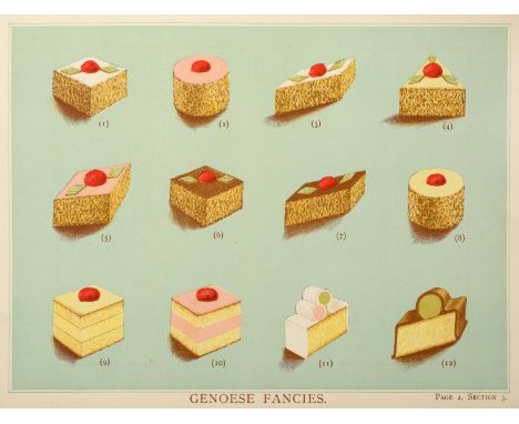Lewis (T. Percy &amp; Bromley, A.G.). The Book of Cakes, Maclaren &amp; Sons, chromolithographic plates, commercial advertise